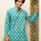 The Turquoise Color Long Kurta With Floral Foil Print