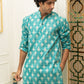 The Turquoise Color Long Kurta With Floral Foil Print