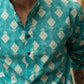 The Turquoise Color Long Kurta With Floral Foil Print
