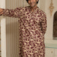 The Maroon All-Over Floral Foil Print Long Kurta