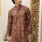 The Muslin Blood Red Colour With Ethnic Paisley Print Long Kurta
