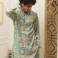 The Turquoise Abstract Geometric Foil print Long Kurta