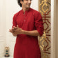 The Maroon Chikan Kari Long Kurta