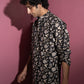 The Black And Off-White Long Kurta With All-Over Floral Print