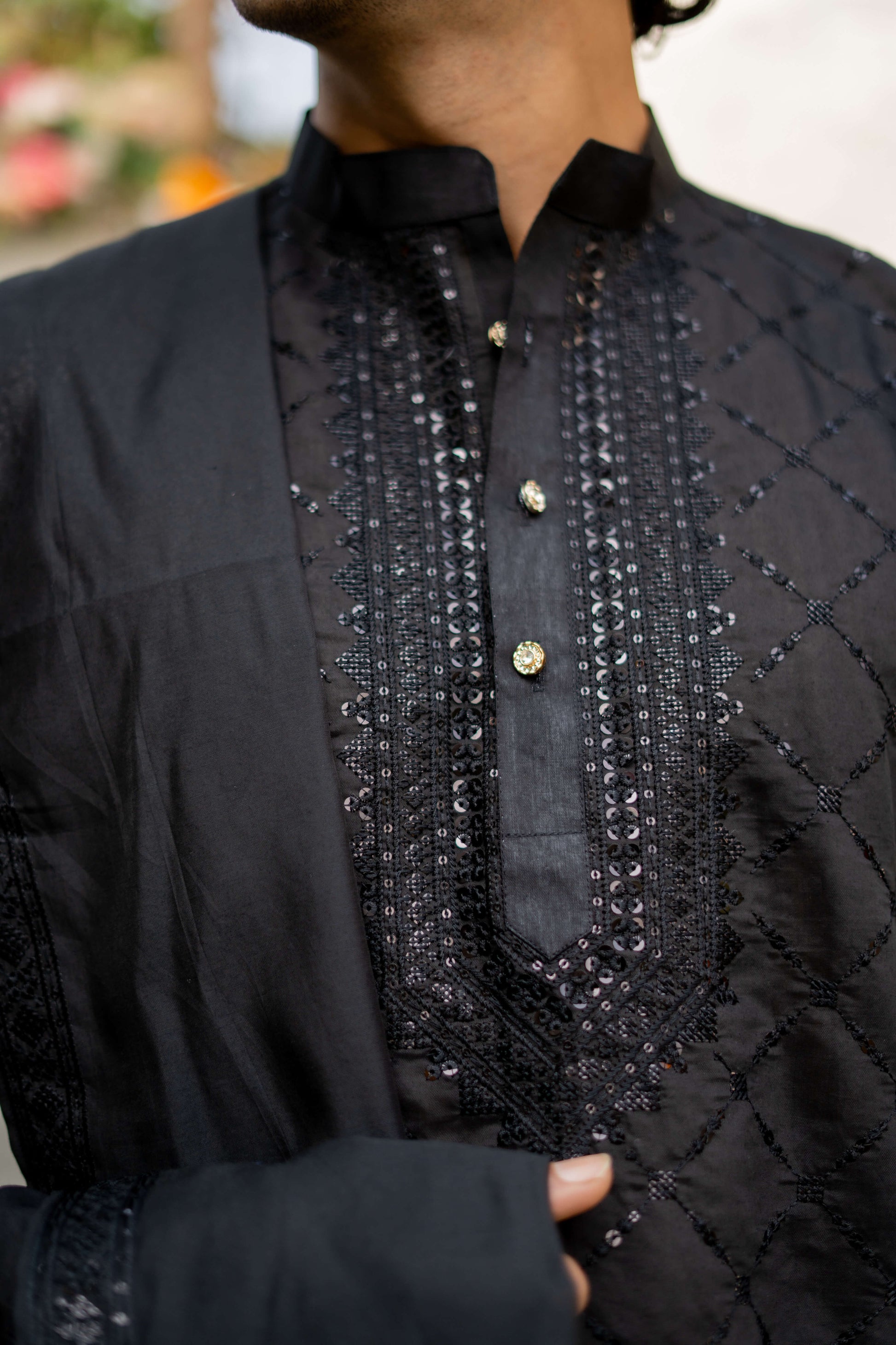 black long kurta for me with dupatta work