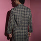 The Black And Lime Yellow Geometric Print Long Kurta With Kantha Work