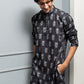 The Black Long Kurta With White Flower Print