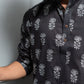 The Black Long Kurta With White Flower Print