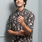 The Black And Off-White Short Kurta With All-Over Floral Print
