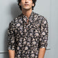 The Black And Off-White Short Kurta With All-Over Floral Print