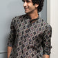 The Classy Black Short Kurta With Tribal Print