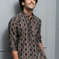 The Classy Black Short Kurta With Tribal Print