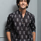 The Black Short Kurta With White Flower Print