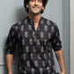 The Black Short Kurta With White Flower Print