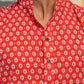 The Red Geometric Ikat Print Long Kurta