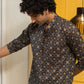 The Blue Ajrak Geometric Print Short Kurta