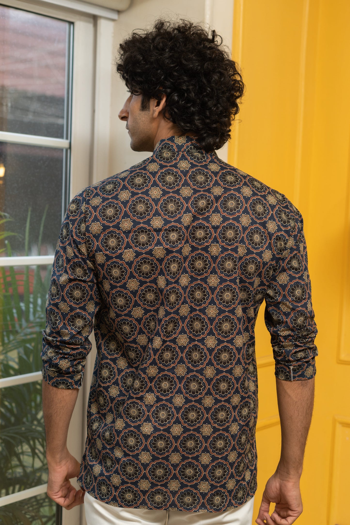 The Blue Ajrak Geometric Print Short Kurta