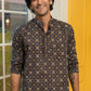 The Blue Ajrak Geometric Print Short Kurta
