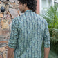 The English Green And Blue Tribal Print Kantha Work Short Kurta