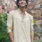 The Light Mustard Tribal Print Short Kurta