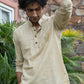 The Light Mustard Tribal Print Short Kurta