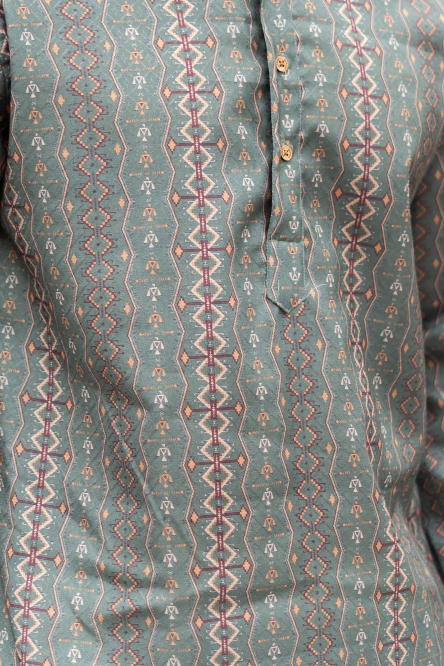 The Fern Green Short Kurta With Tribal Print