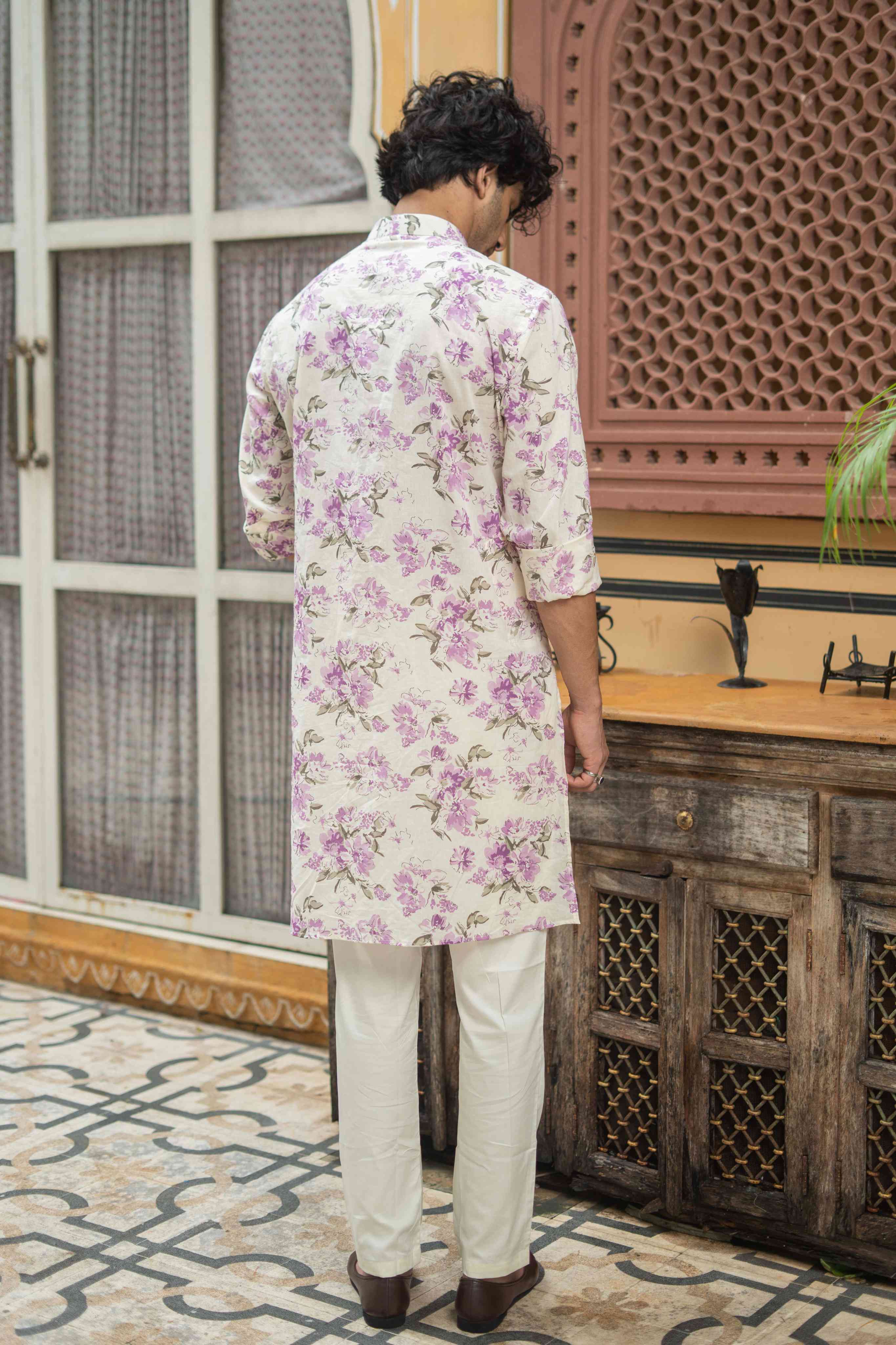 The Lavender Blossom Print Long Kurta