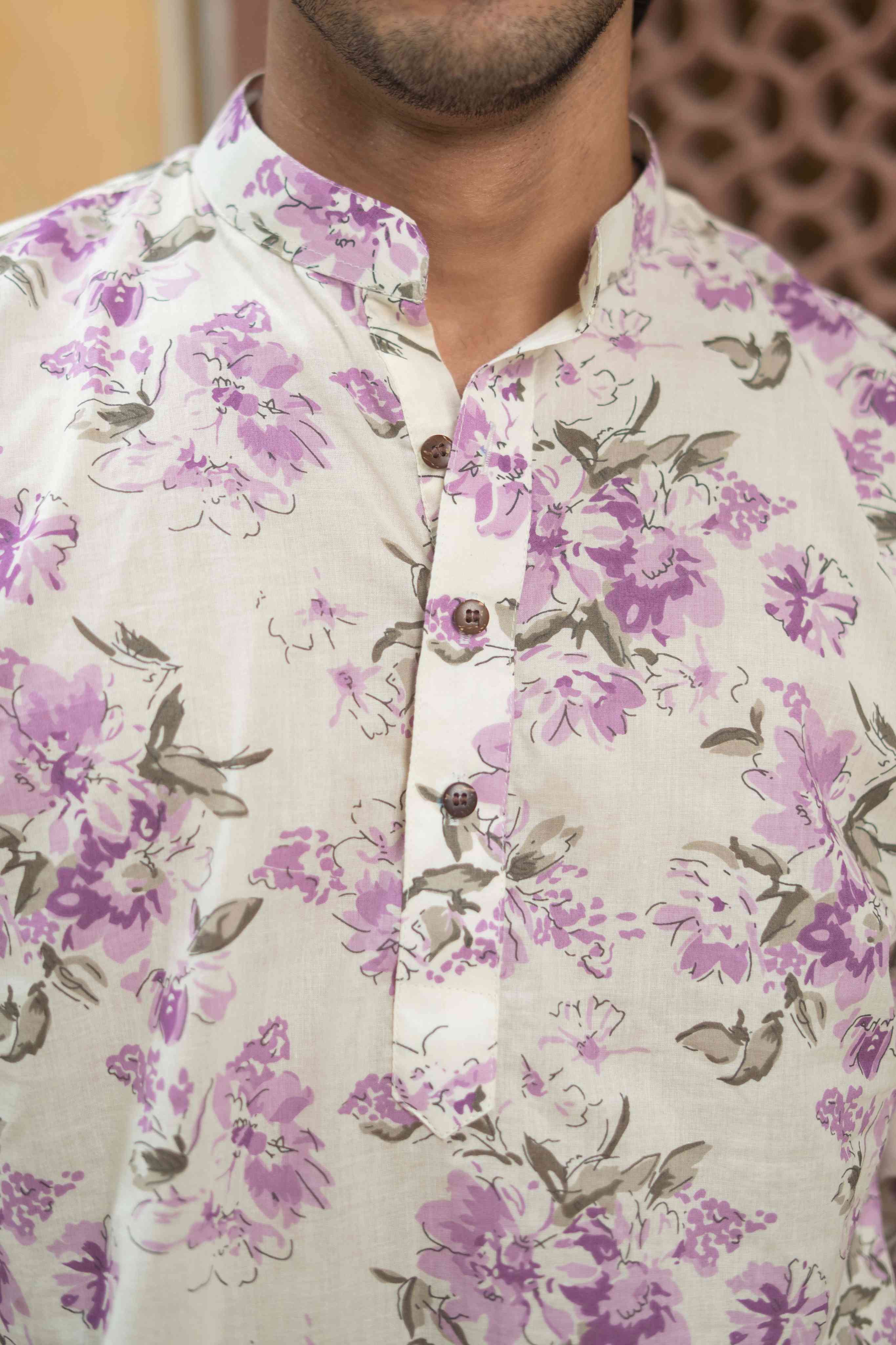 The Lavender Blossom Print Long Kurta
