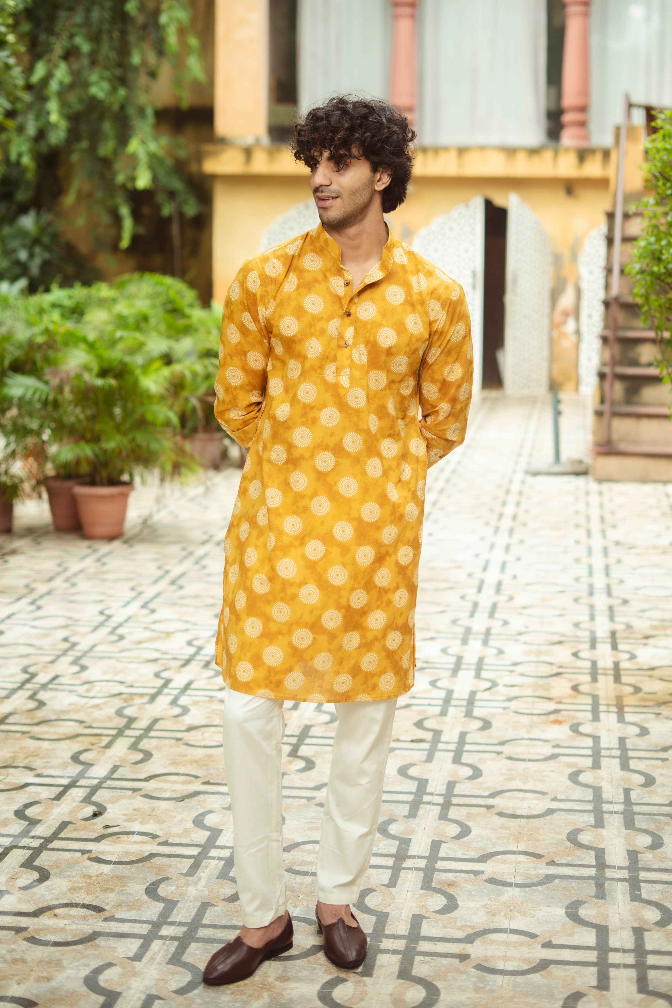 The Mustard Yellow Mandala Print Kurta