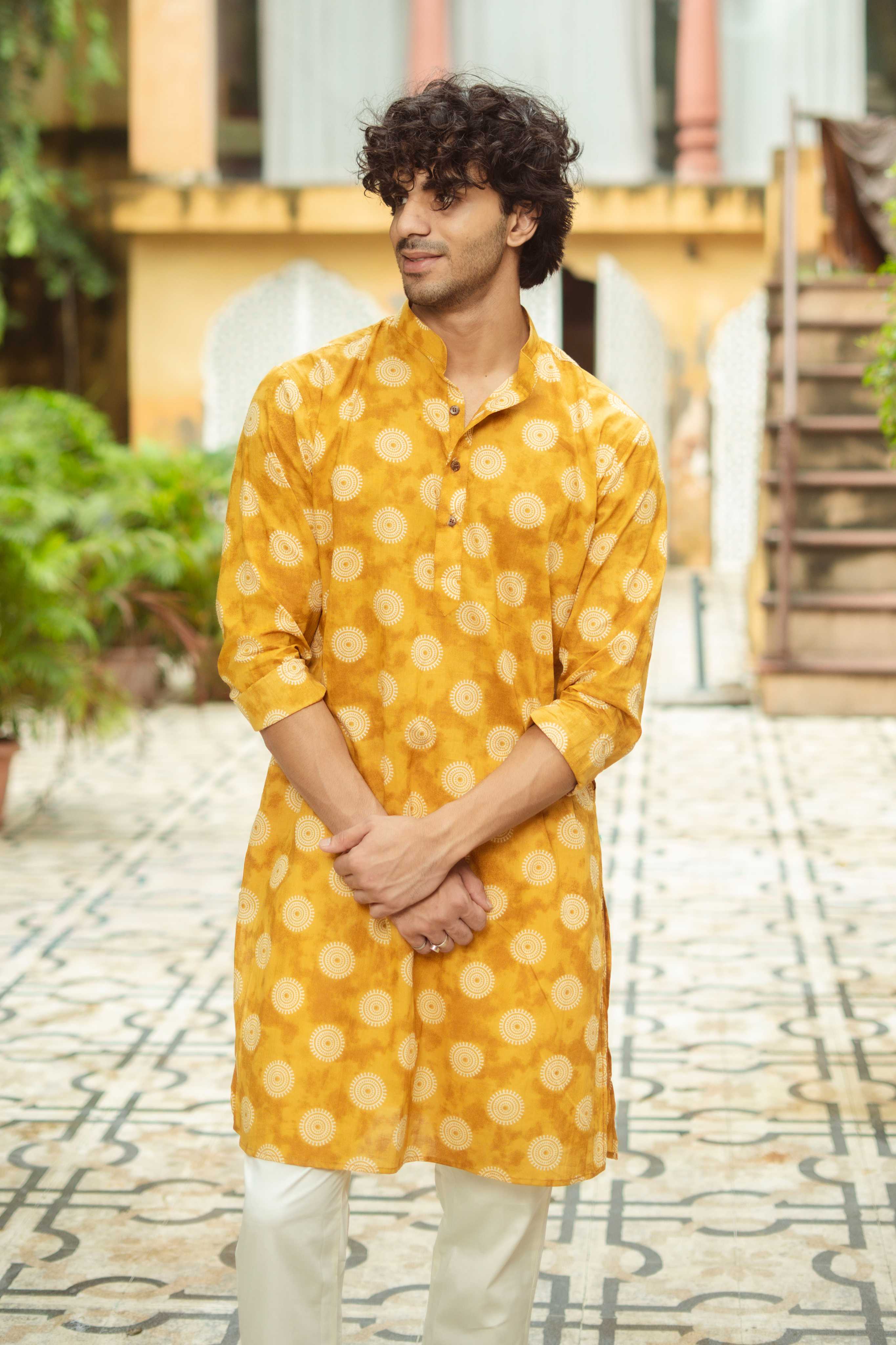 The Mustard Yellow Mandala Print Kurta