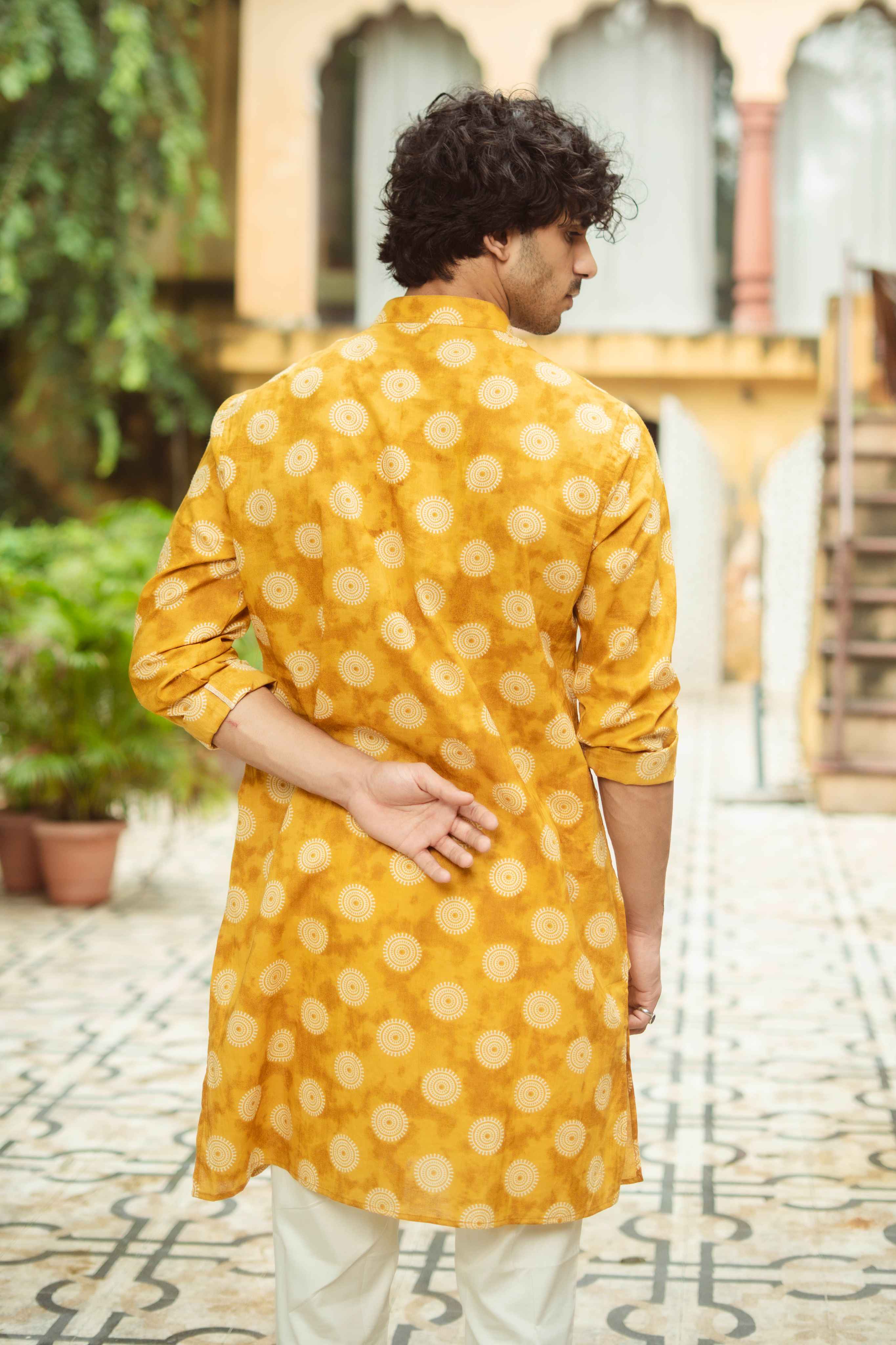 The Mustard Yellow Mandala Print Kurta