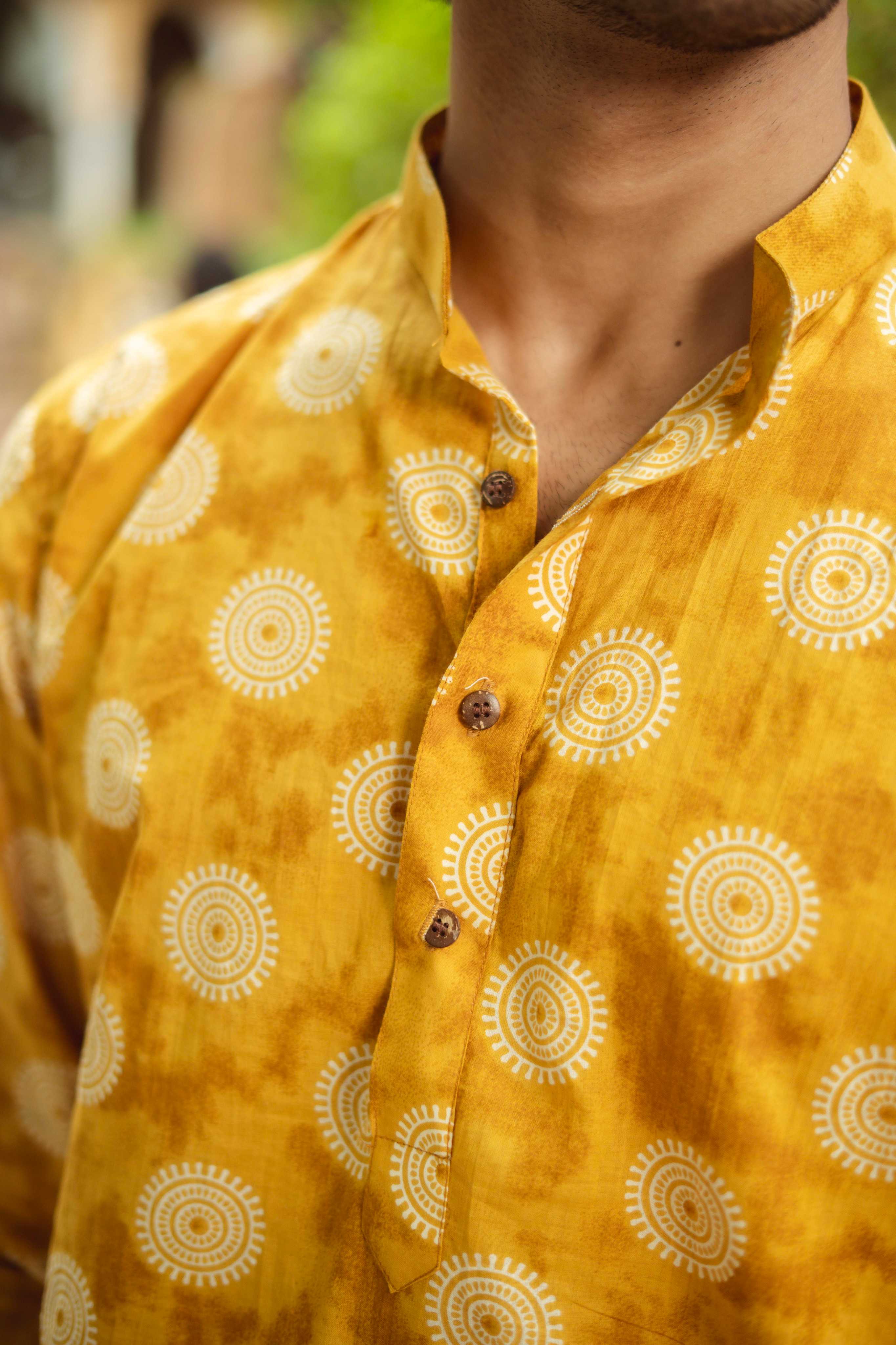 The Mustard Yellow Mandala Print Kurta