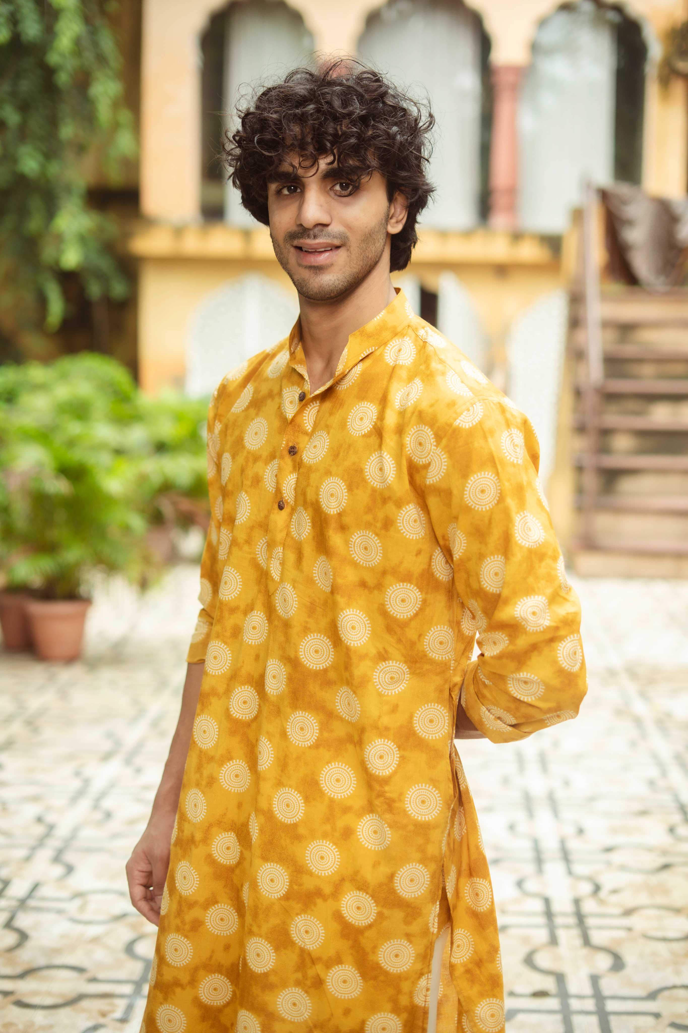The Mustard Yellow Mandala Print Kurta