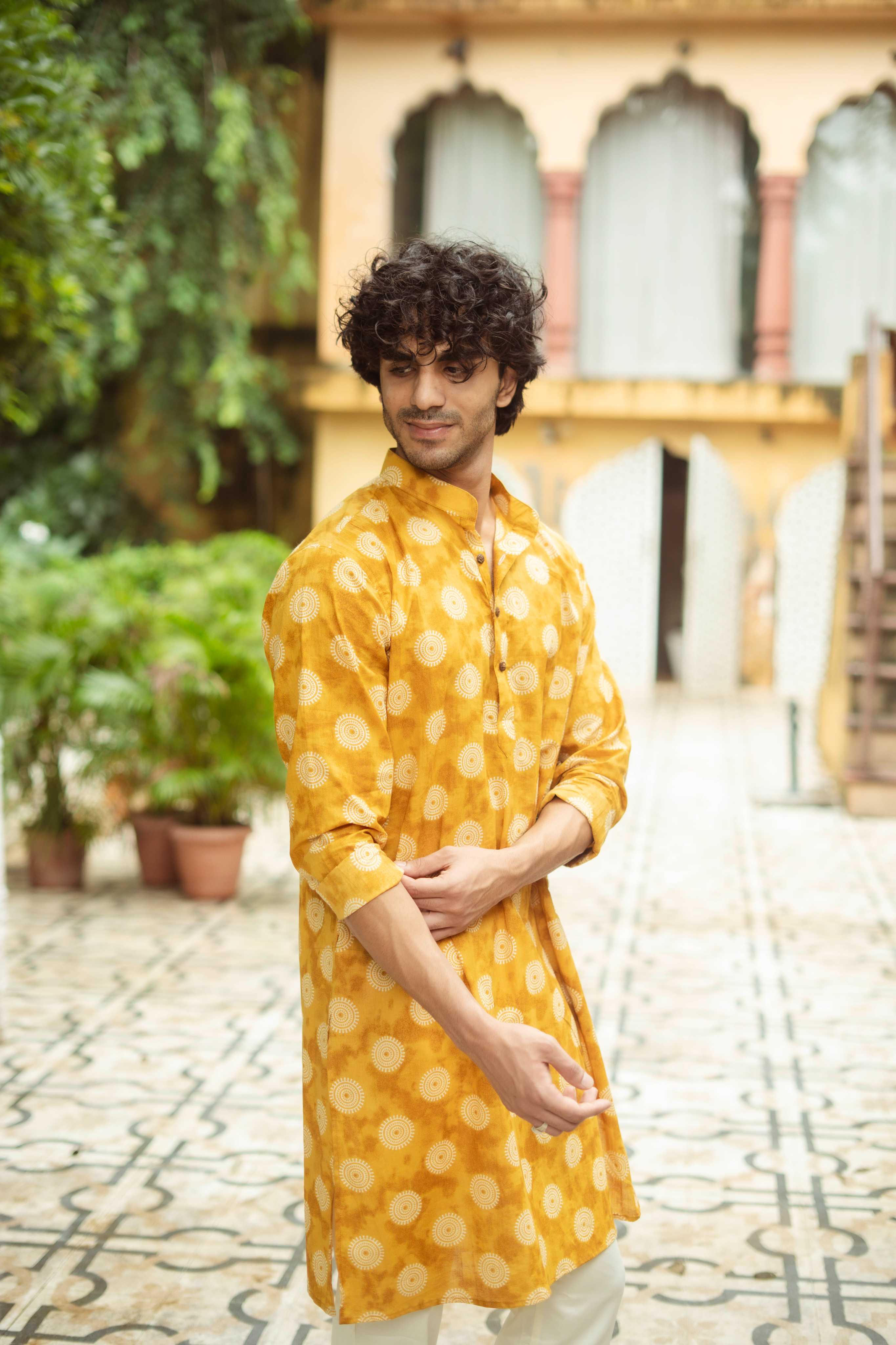 The Mustard Yellow Mandala Print Kurta