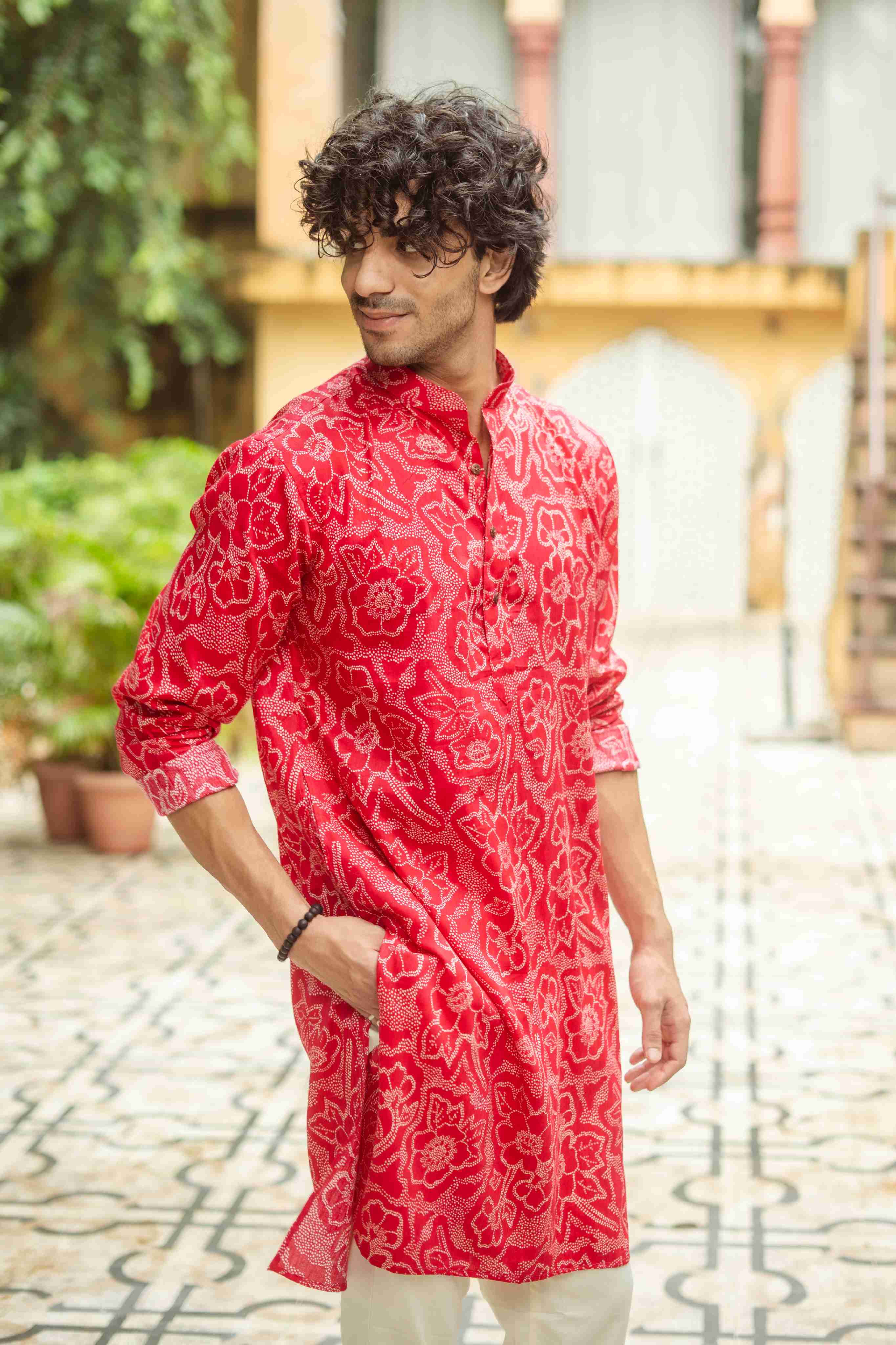 The Hot Pink Botanical Long Kurta