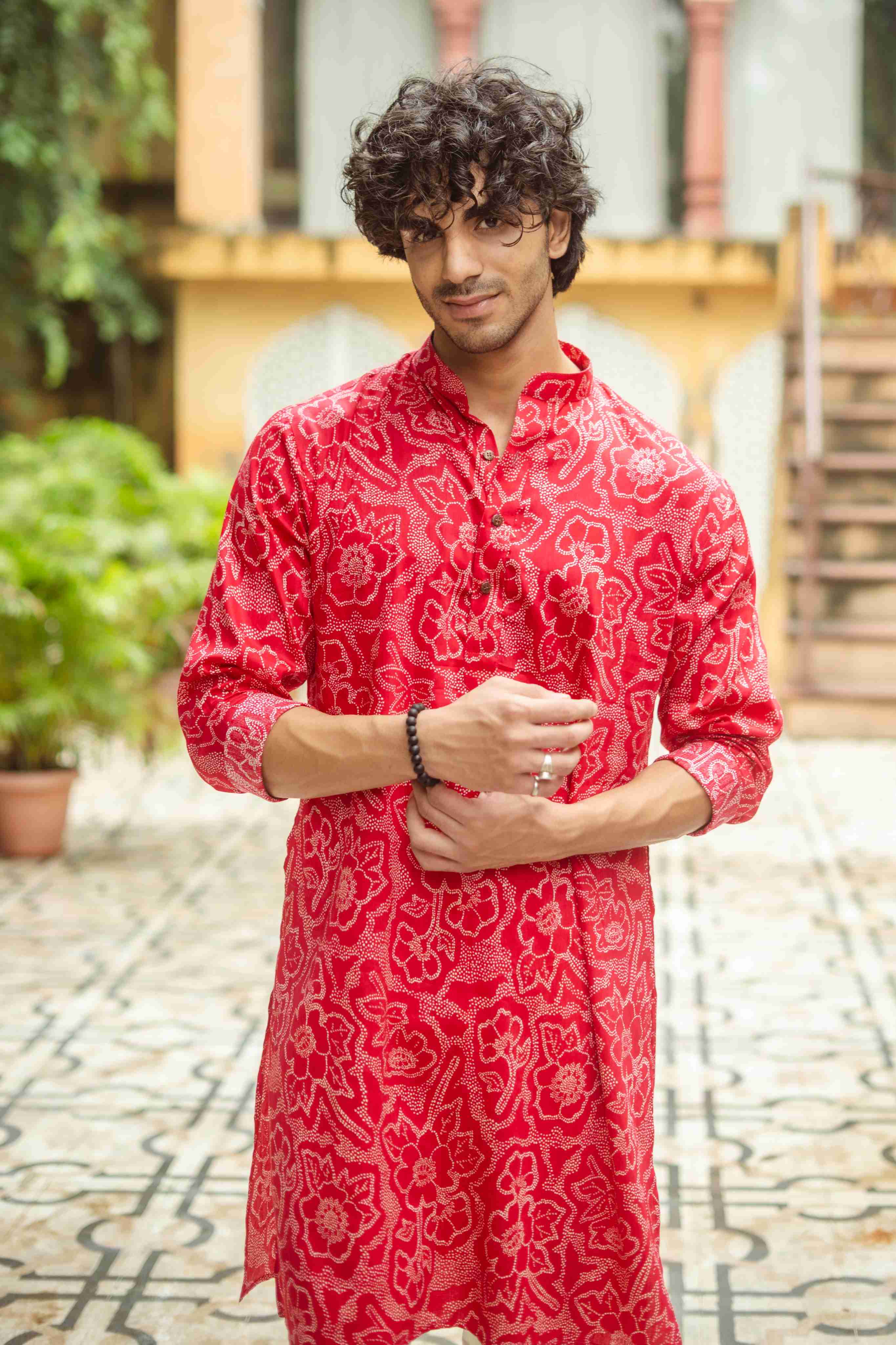 The Hot Pink Botanical Long Kurta
