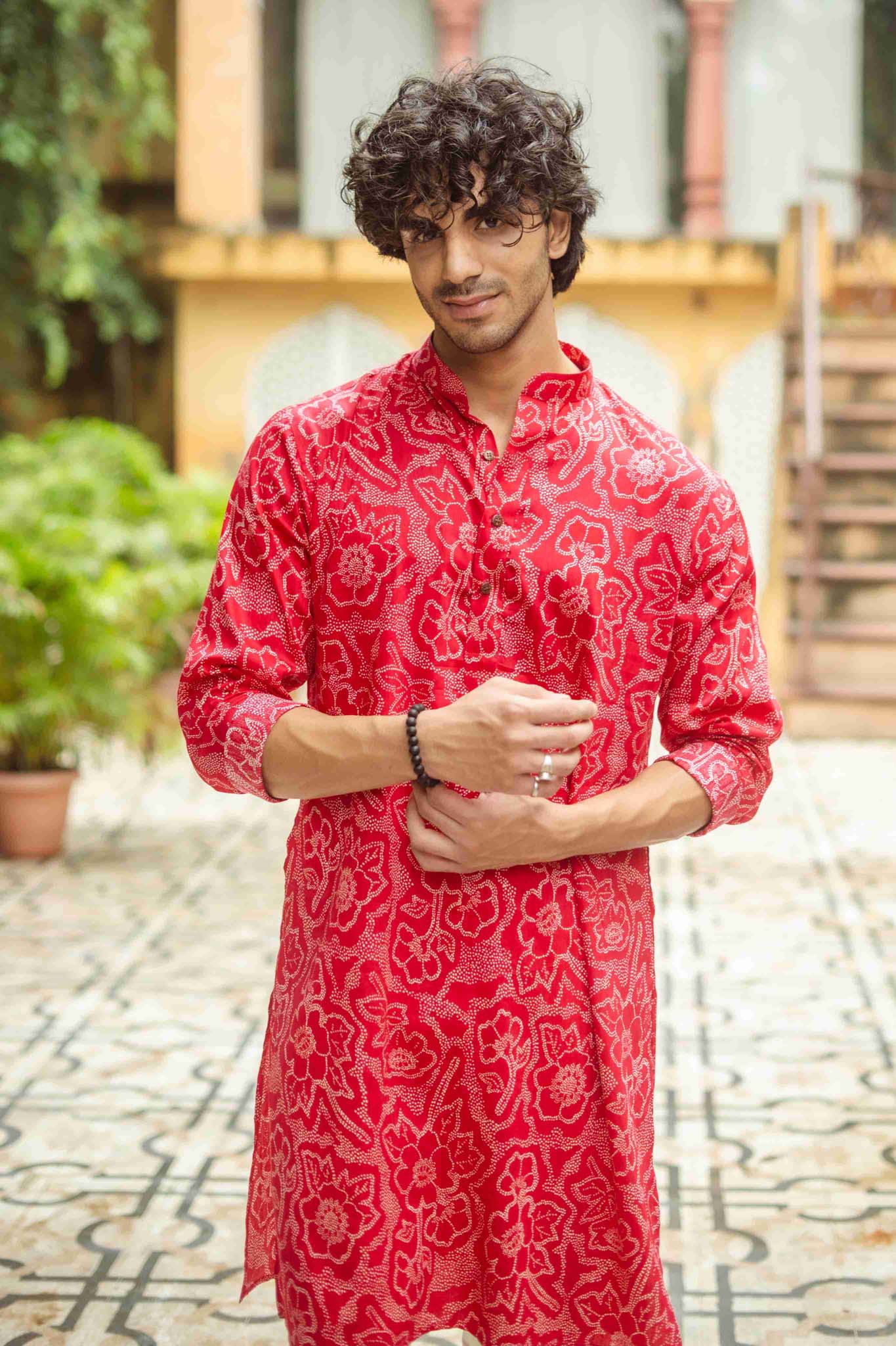 The Hot Pink Botanical Long Kurta