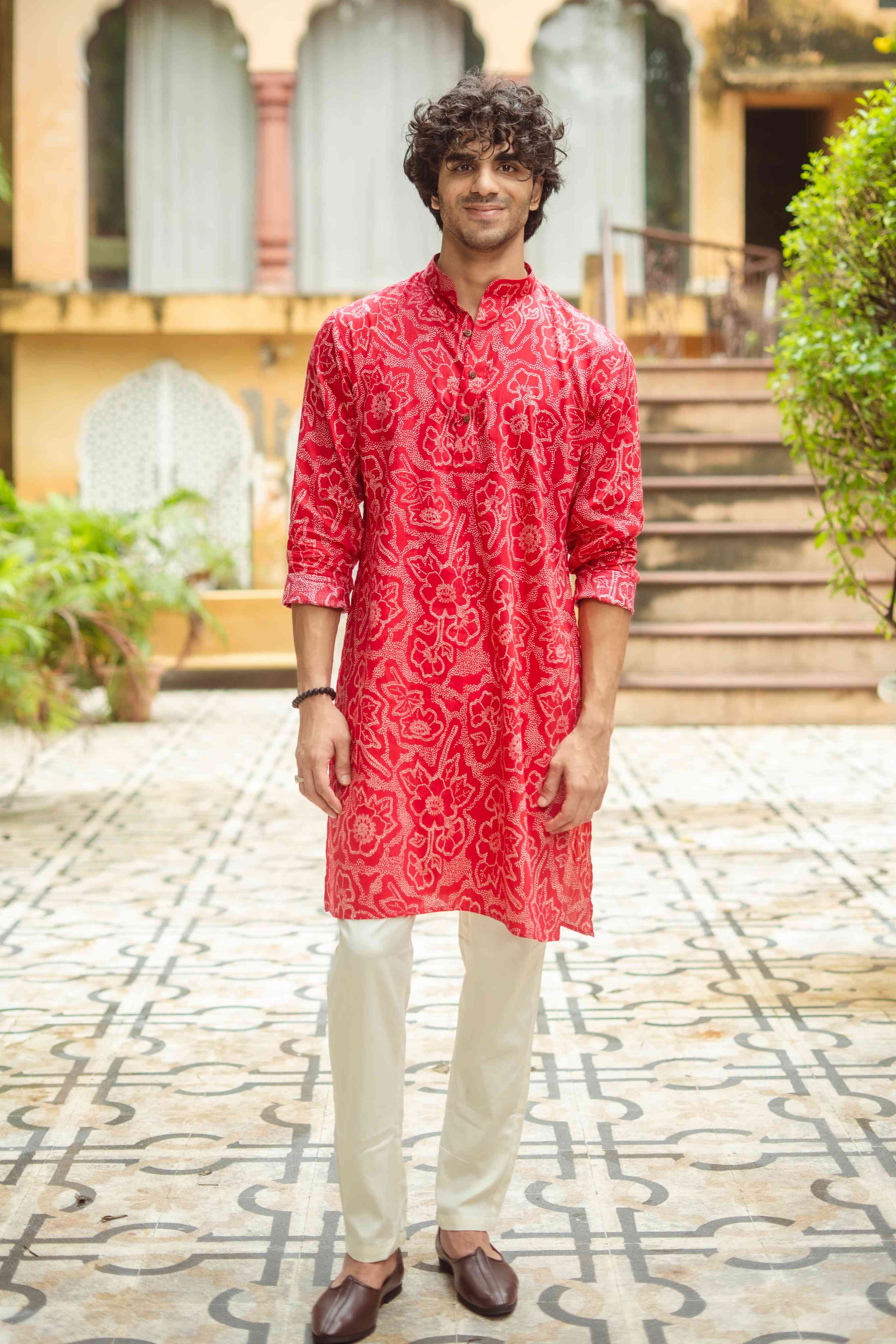 The Hot Pink Botanical Long Kurta