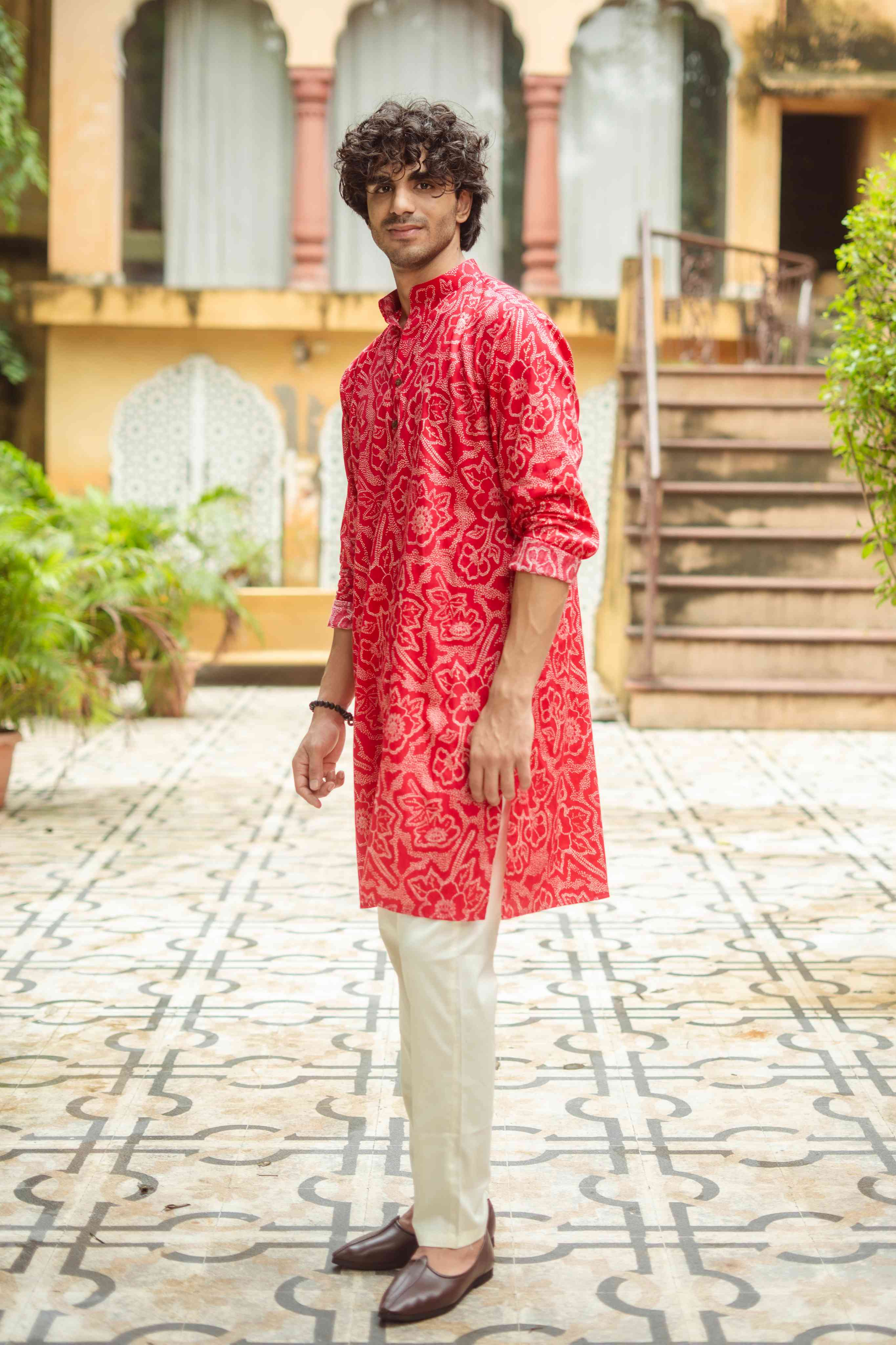 The Hot Pink Botanical Long Kurta