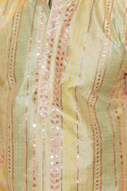 The Rainbow Stripes Short Kurta With Embroidery And Sequins Work