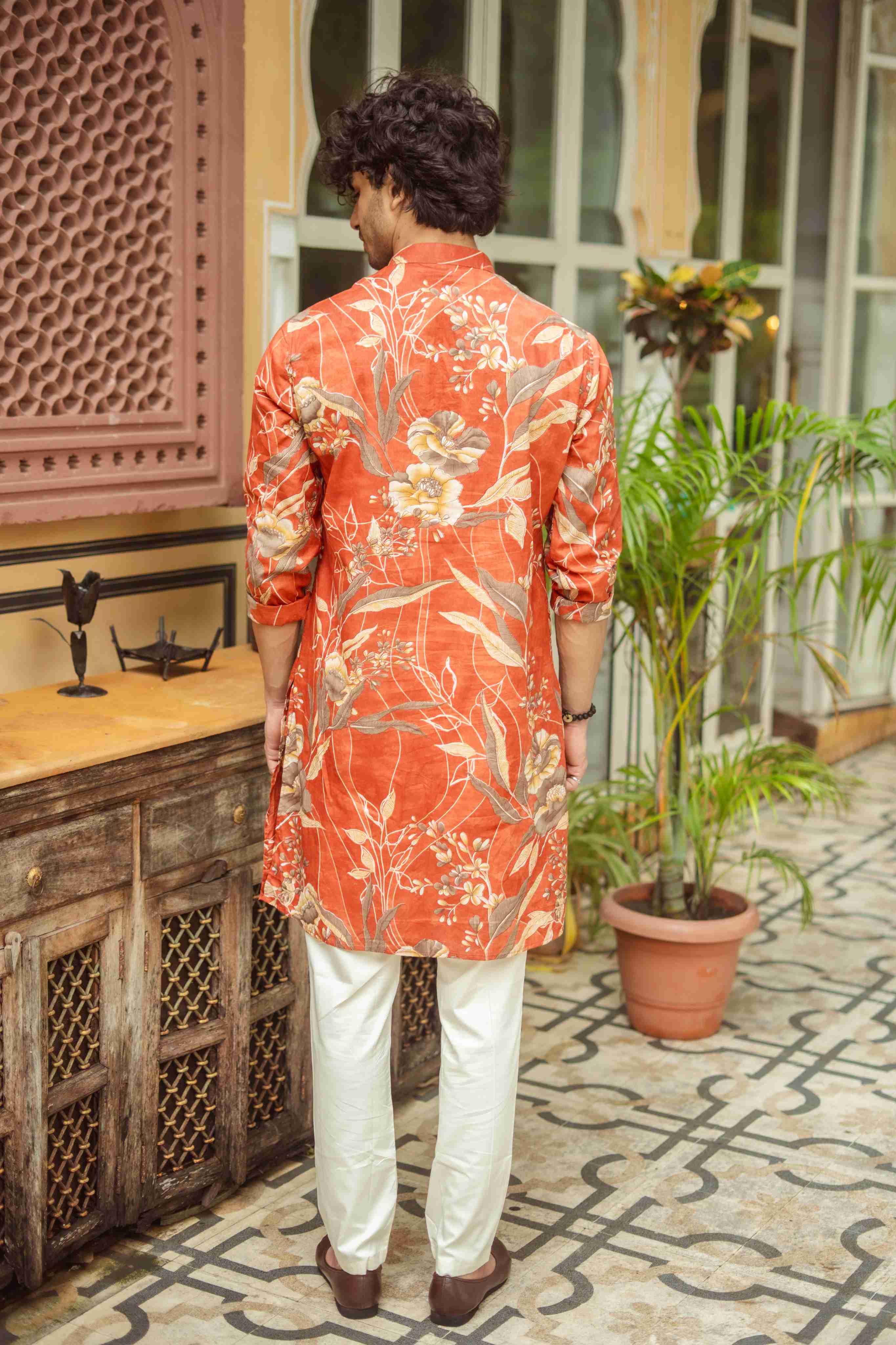 The Rust Bloom Floral Long Kurta