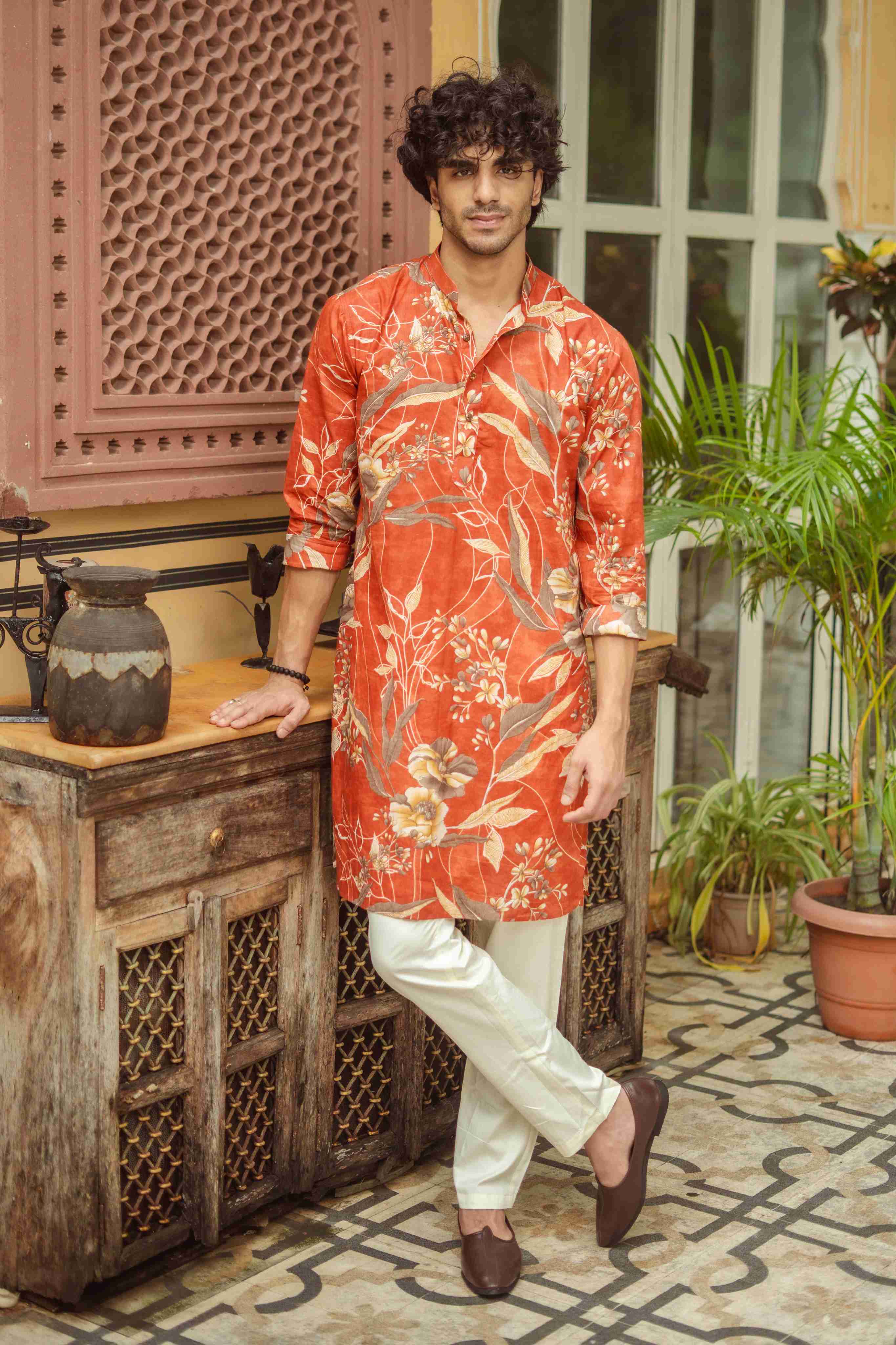 The Rust Bloom Floral Long Kurta