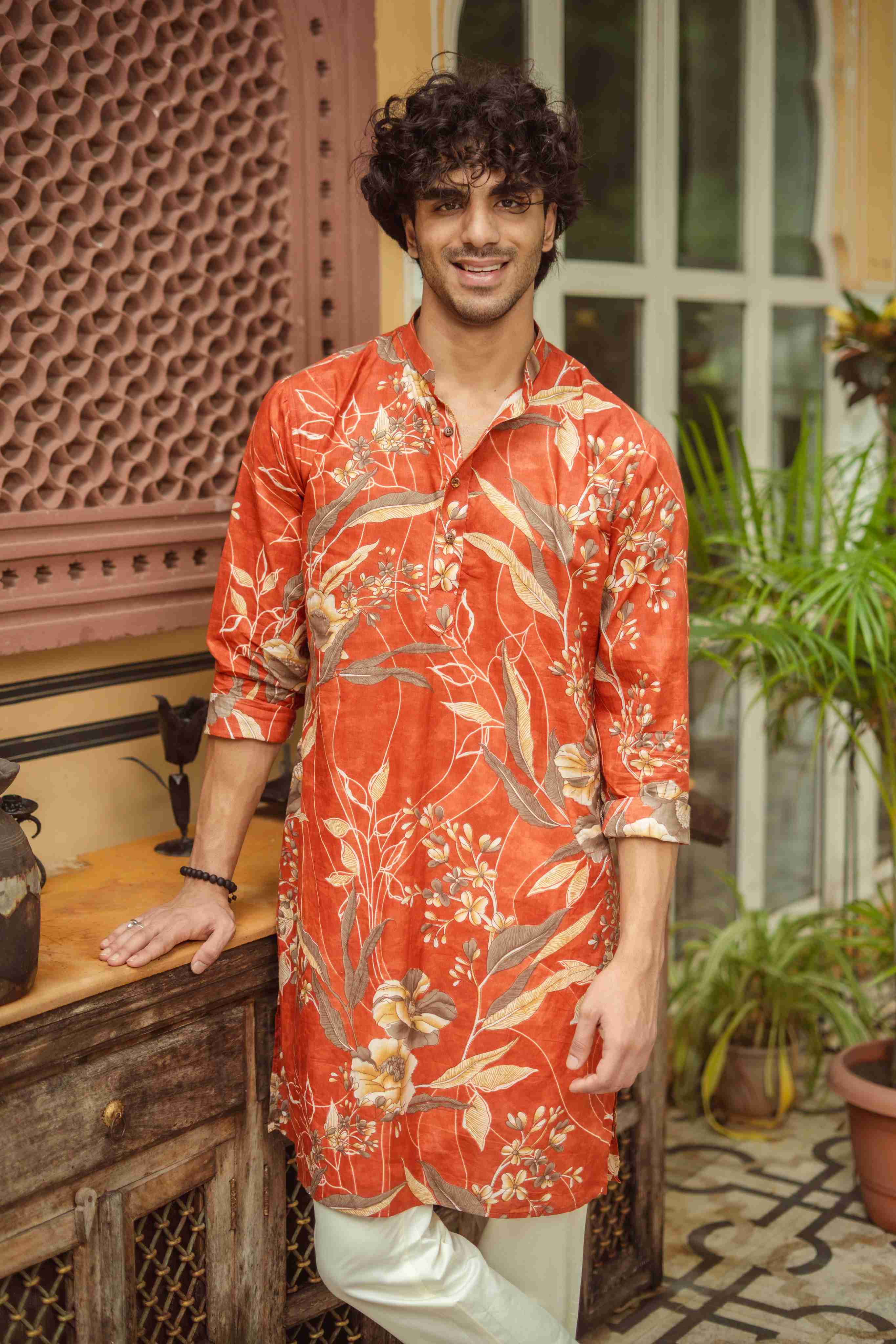 The Rust Bloom Floral Long Kurta