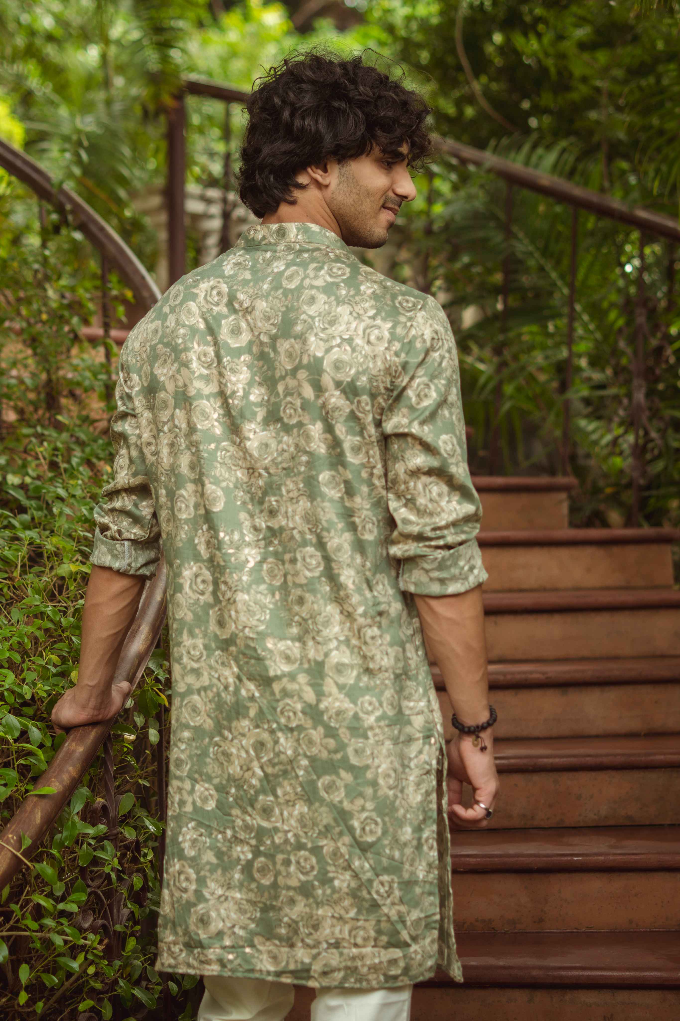 The Golden Bloom Sage Green Kurta