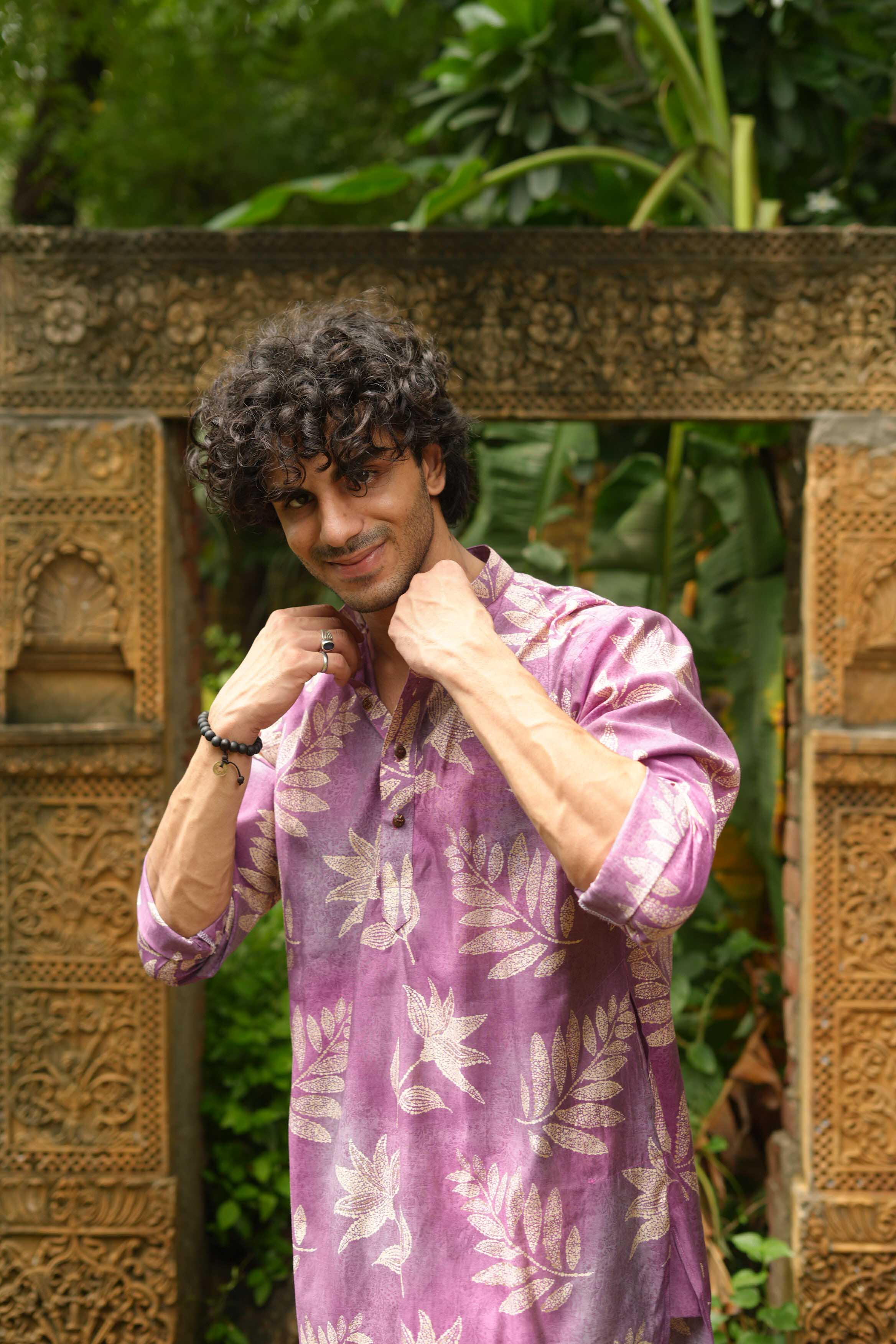 The Golden Leaf Violet Long Kurta