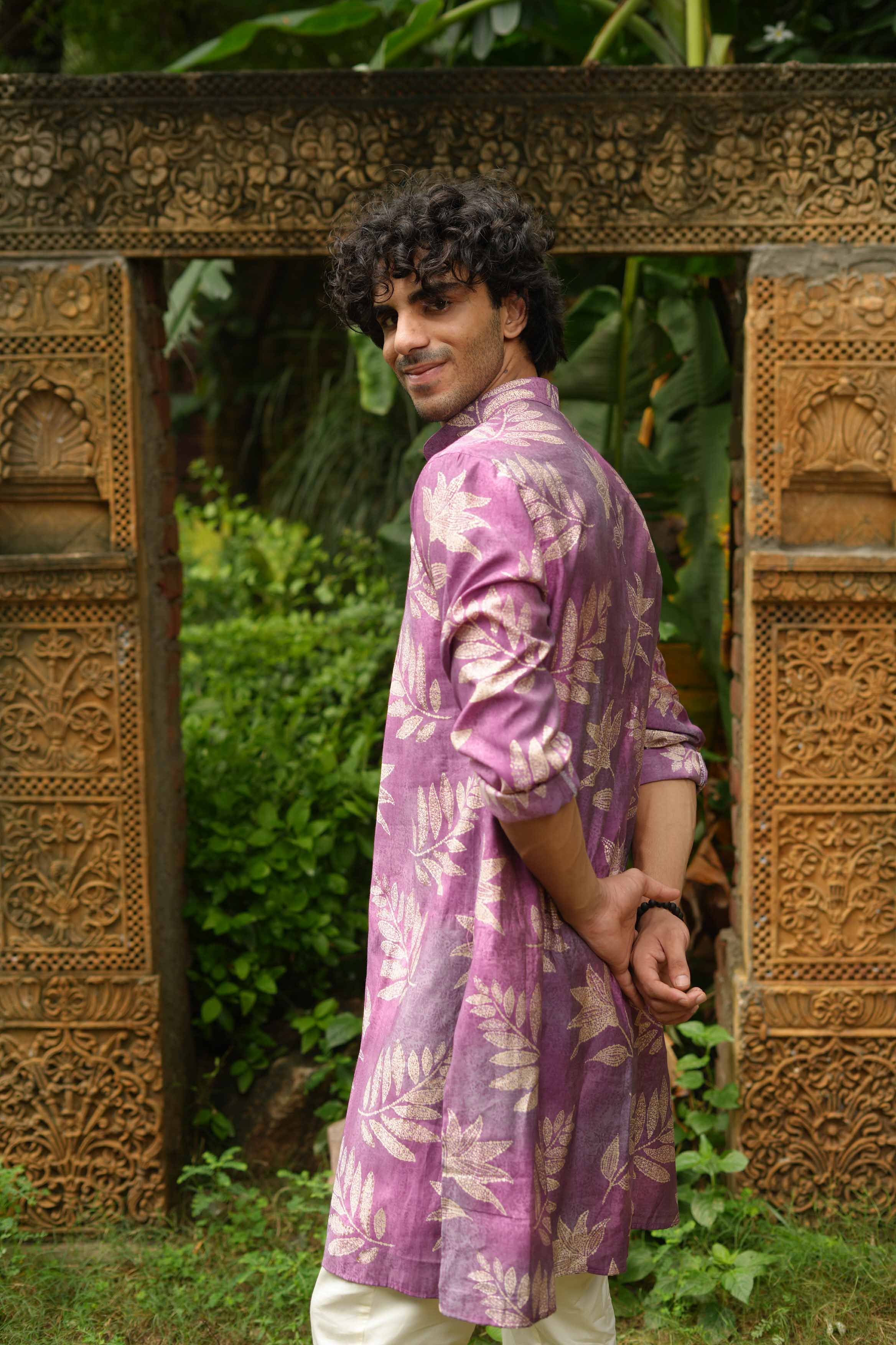 The Golden Leaf Violet Long Kurta