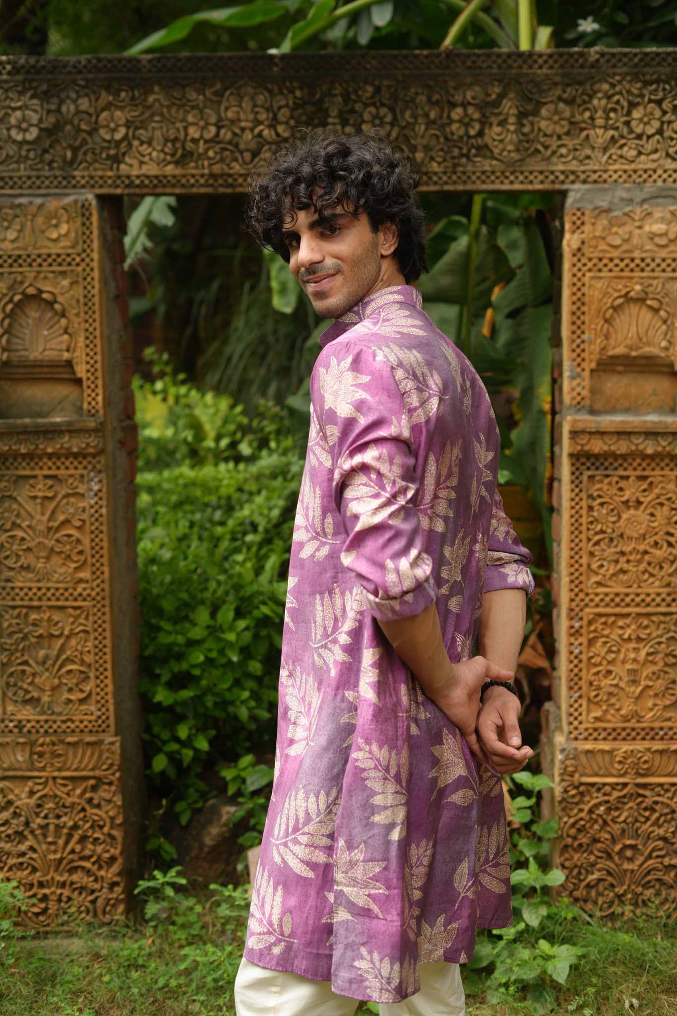 The Golden Leaf Violet Long Kurta