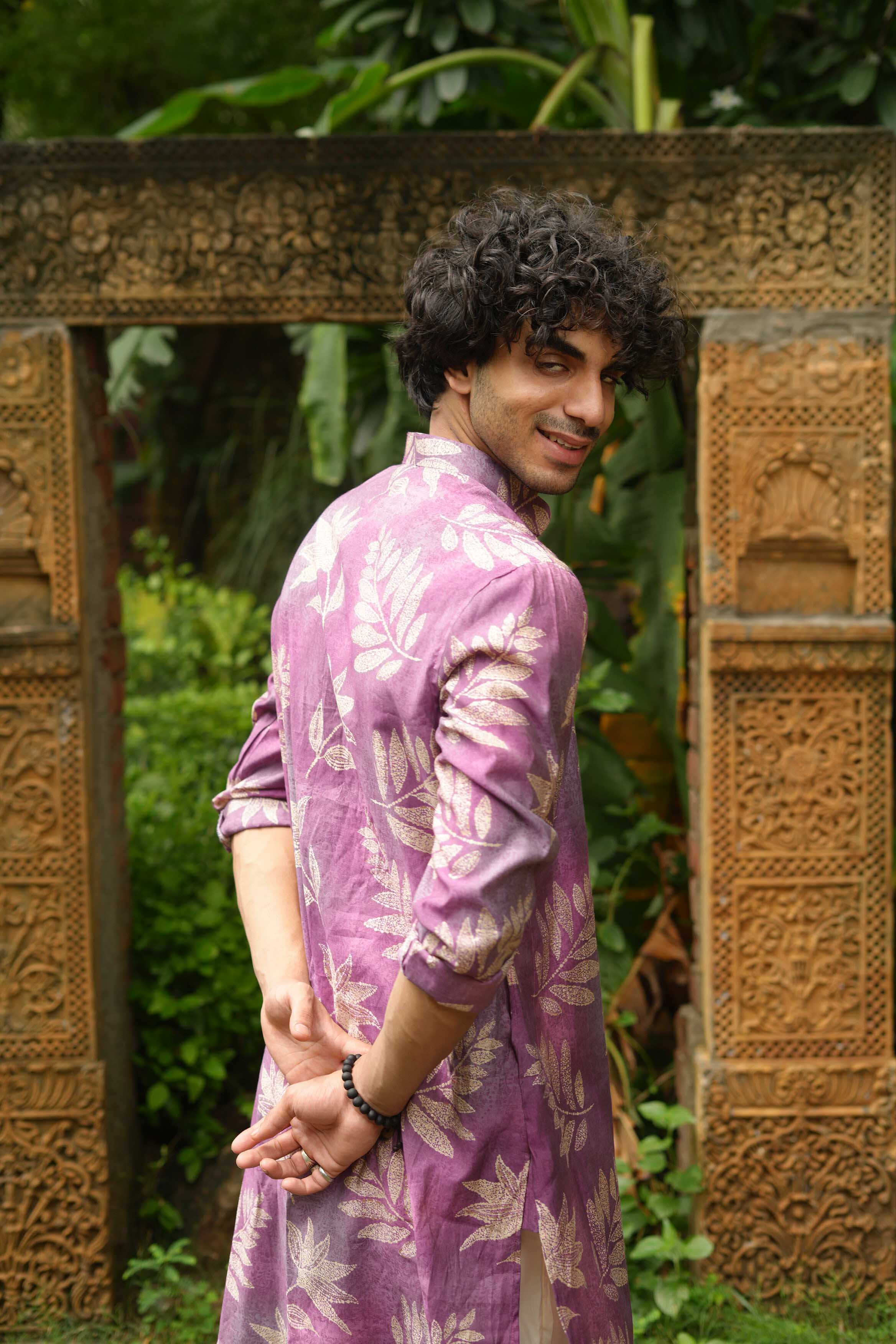 The Golden Leaf Violet Long Kurta