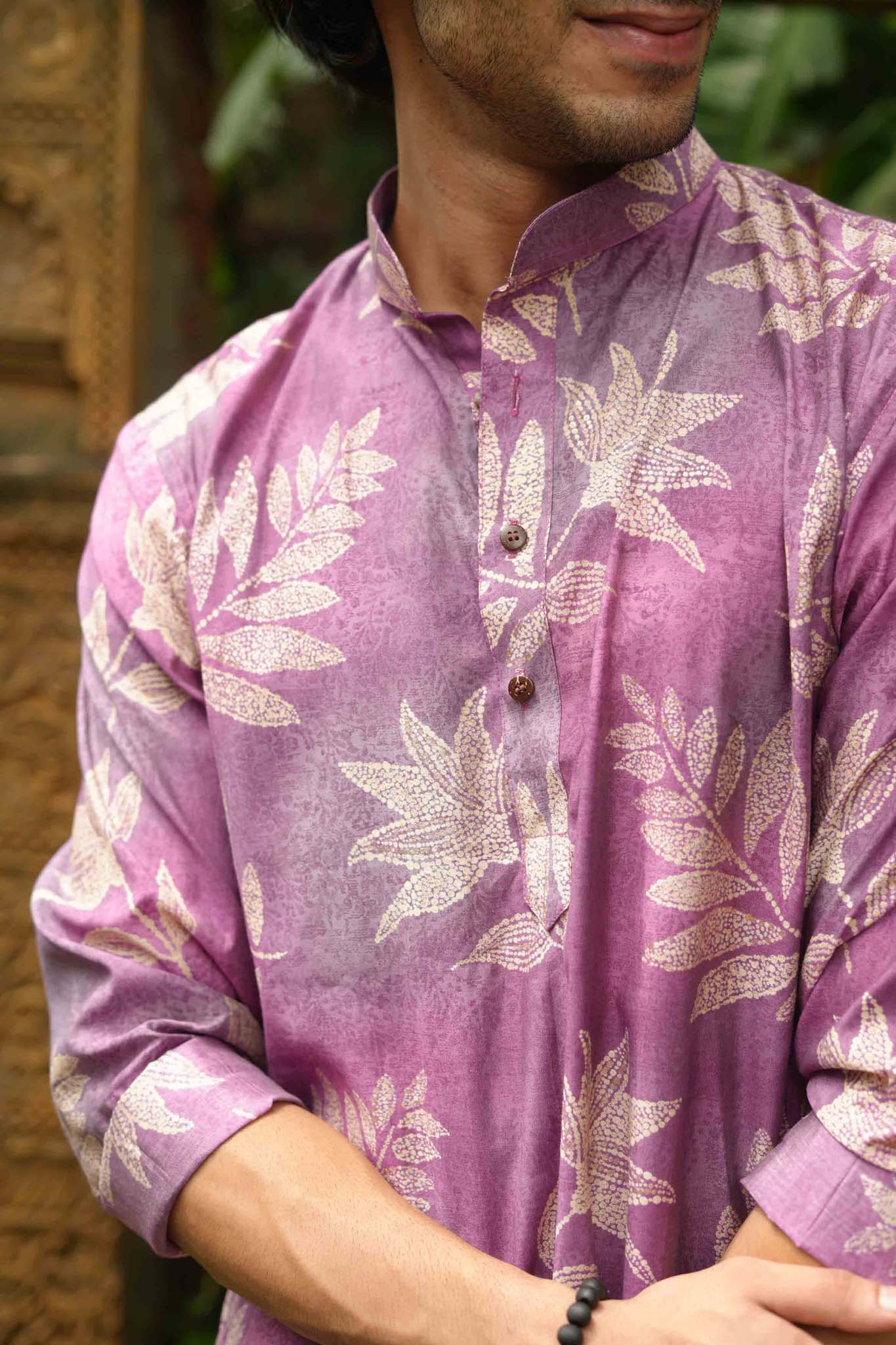 The Golden Leaf Violet Long Kurta
