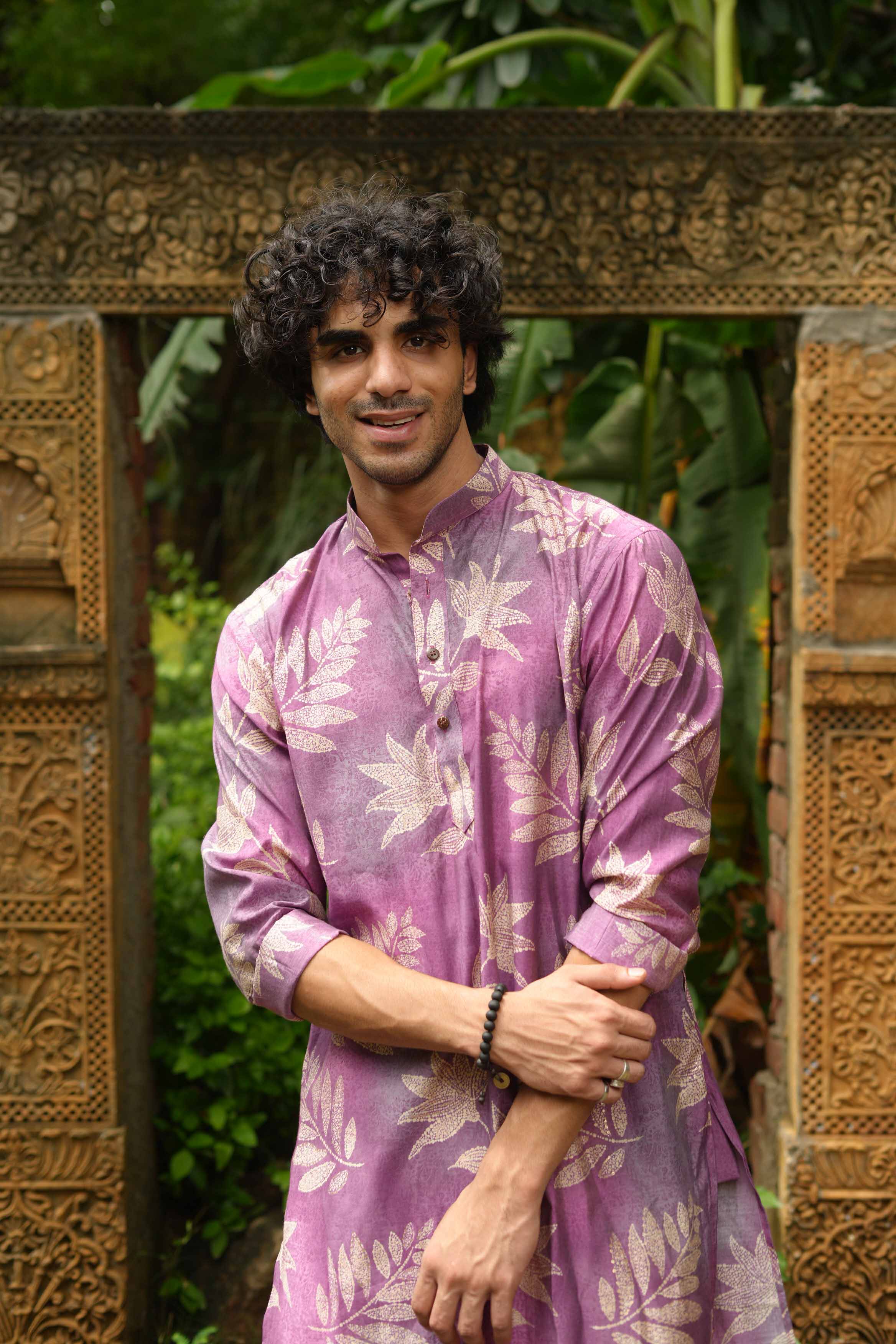 The Golden Leaf Violet Long Kurta